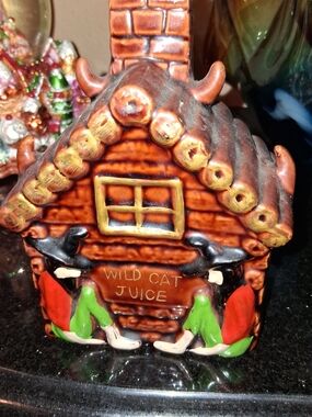 Wild Cat Juice Ceramic Holiday House - Brown, Green & Red